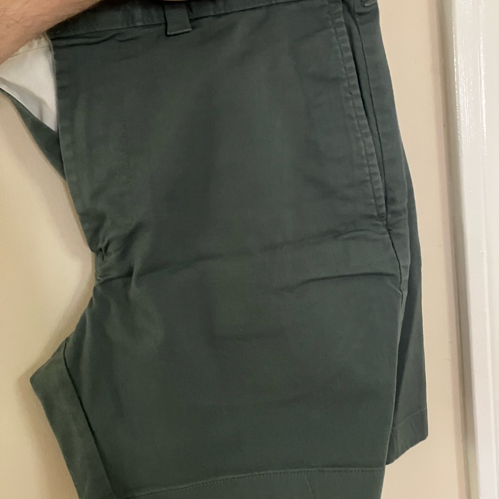 J. Crew Green Flat Front Chino Shorts